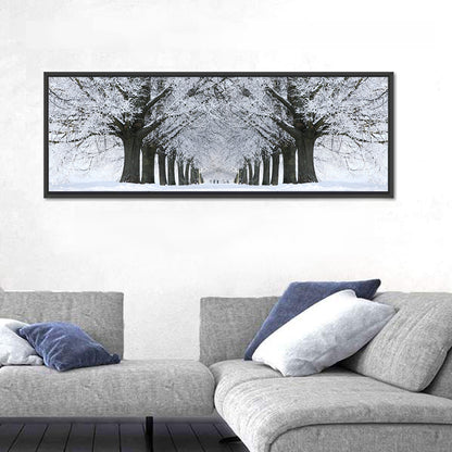 Snow-covered Tree Alley Wall Art