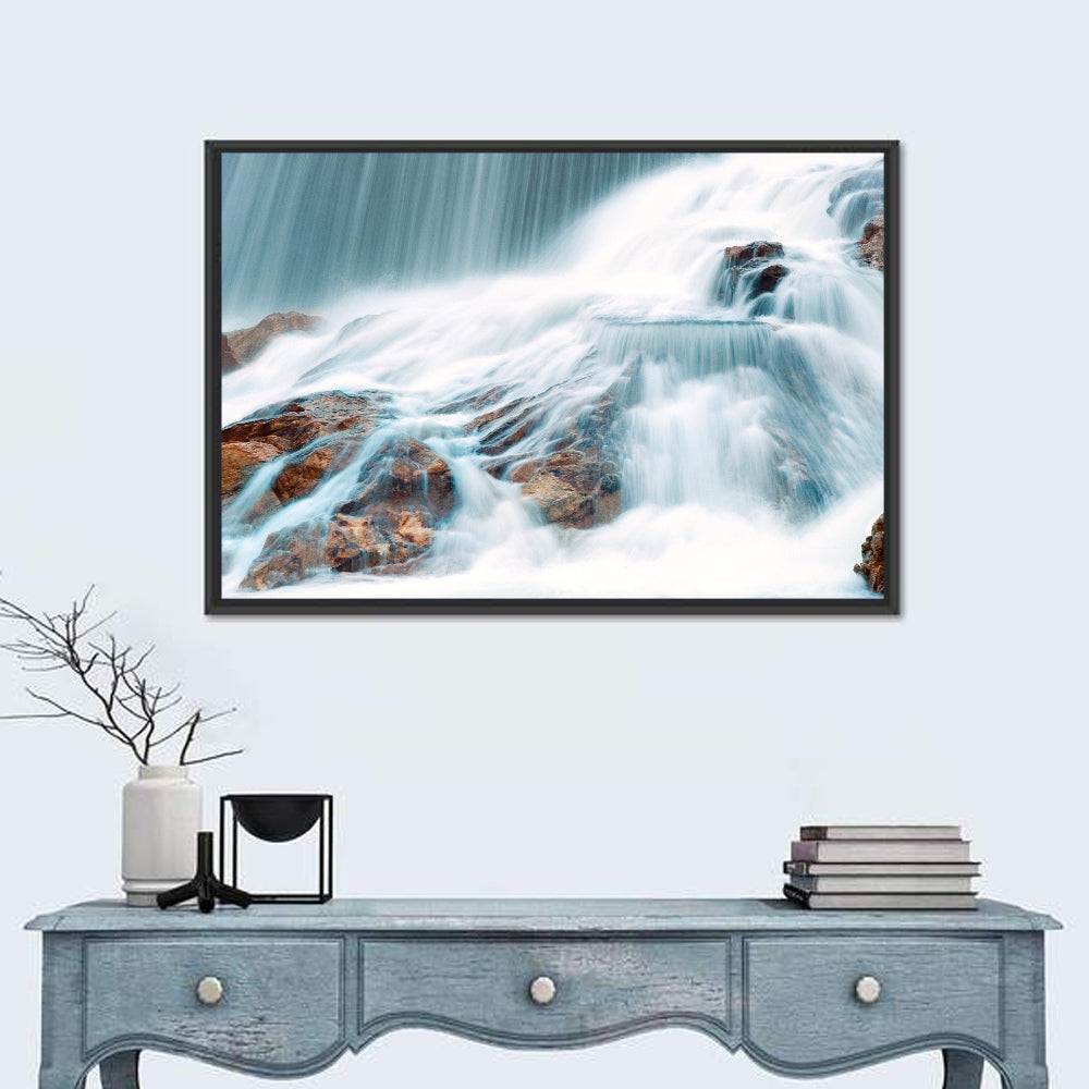 Ningbo Cascading Waterfall Wall Art in a room, landscape