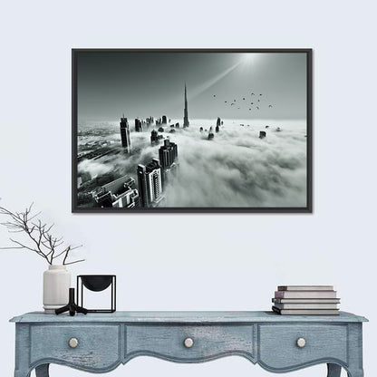 Burj Khalifa Rising Through Morning Fog Wall Art
