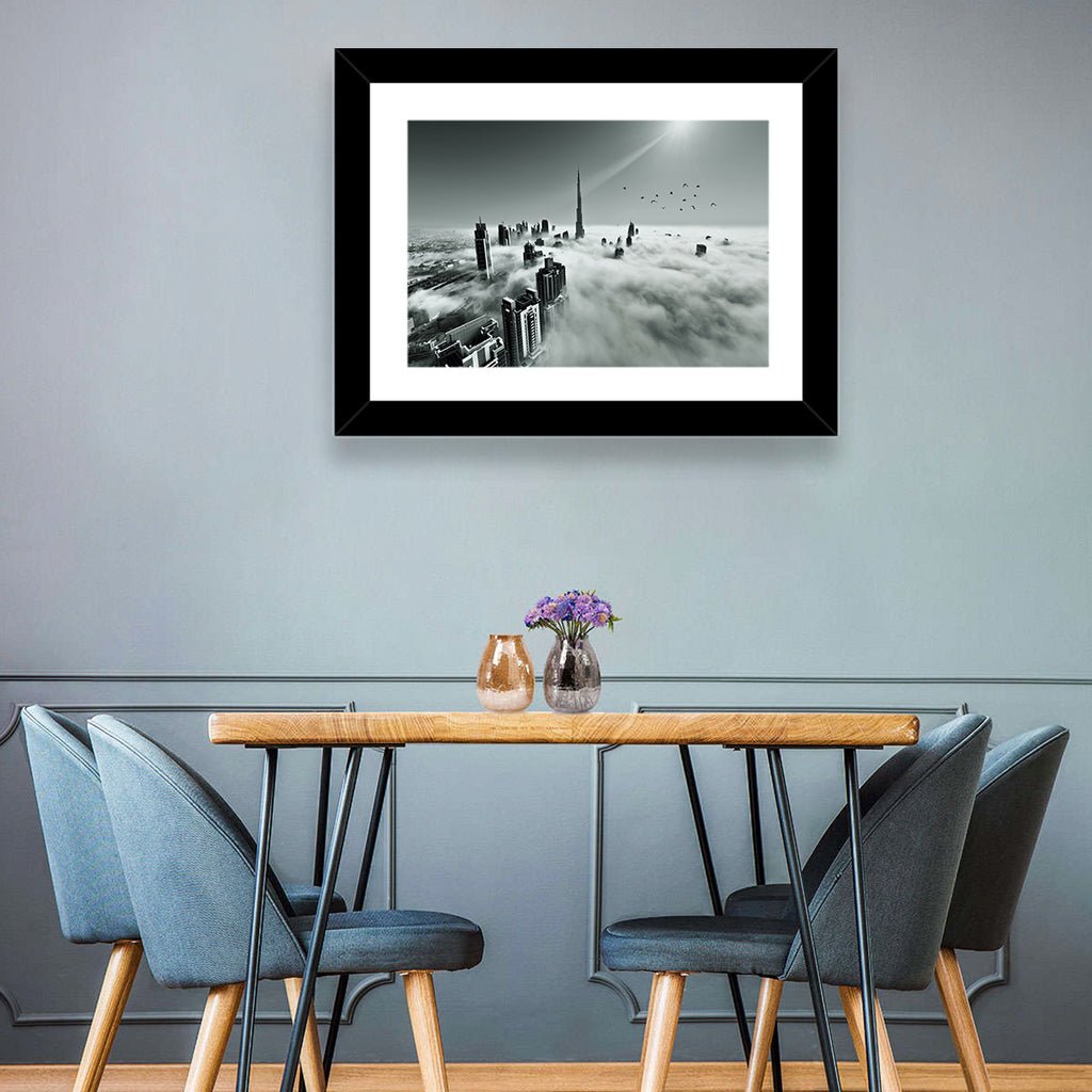 Burj Khalifa Rising Through Morning Fog Wall Art