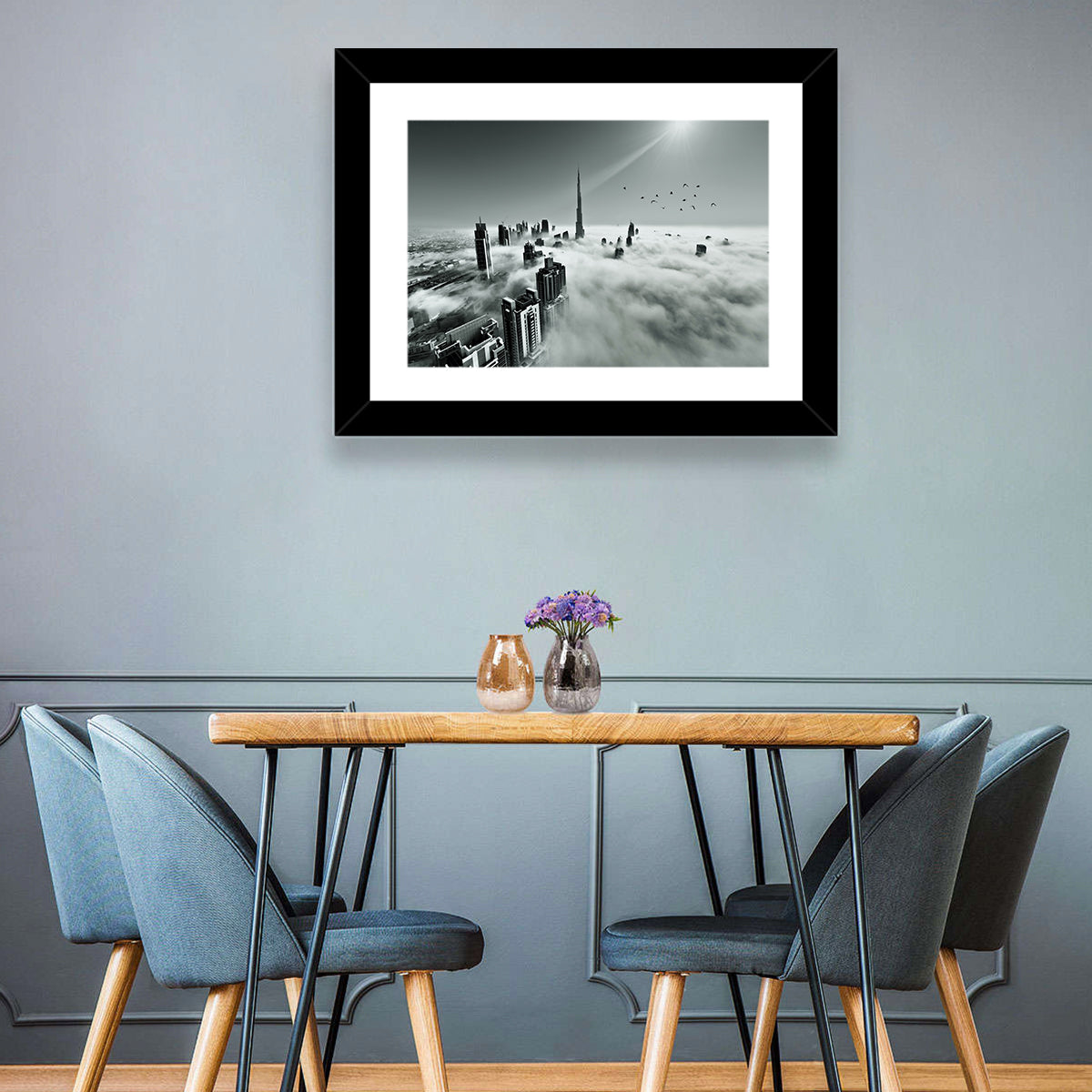 Burj Khalifa Rising Through Morning Fog Wall Art