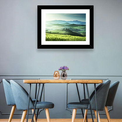 Misty Rolling Hills with Cypresses Wall Art