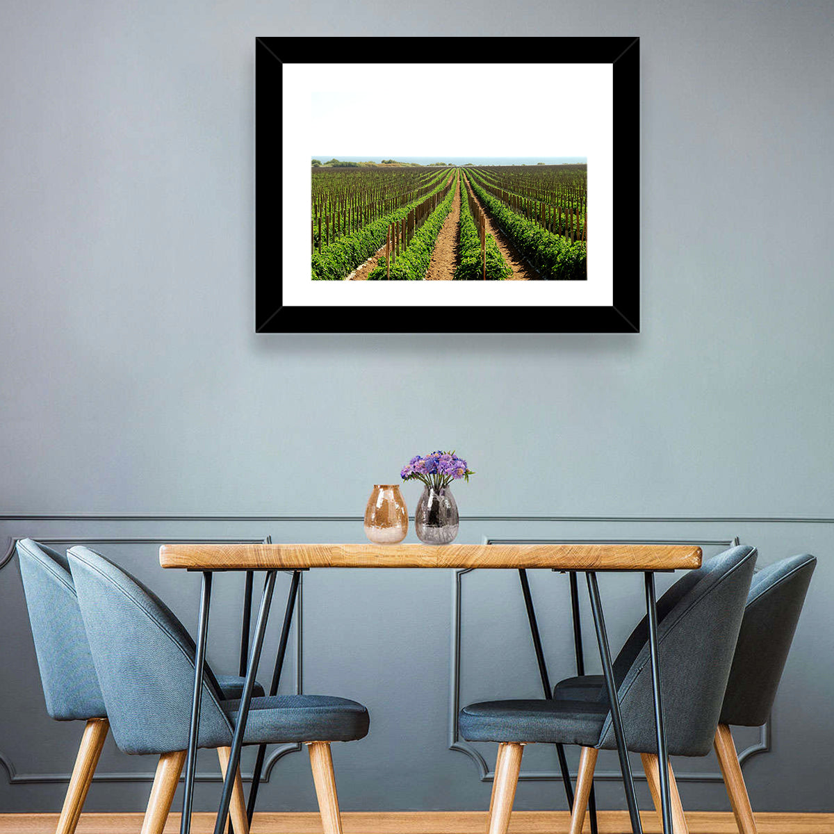 Tomato Fields Wall Art in a room, landscape