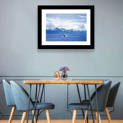 Humpback Whale with Snow Capped Mountains Wall Art