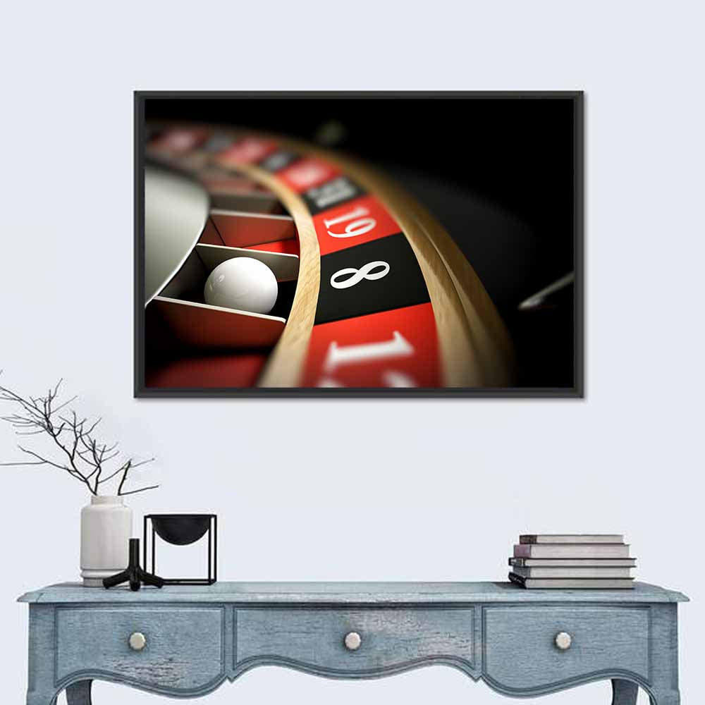 Roulette Wheel Closeup with White Ball Wall Art