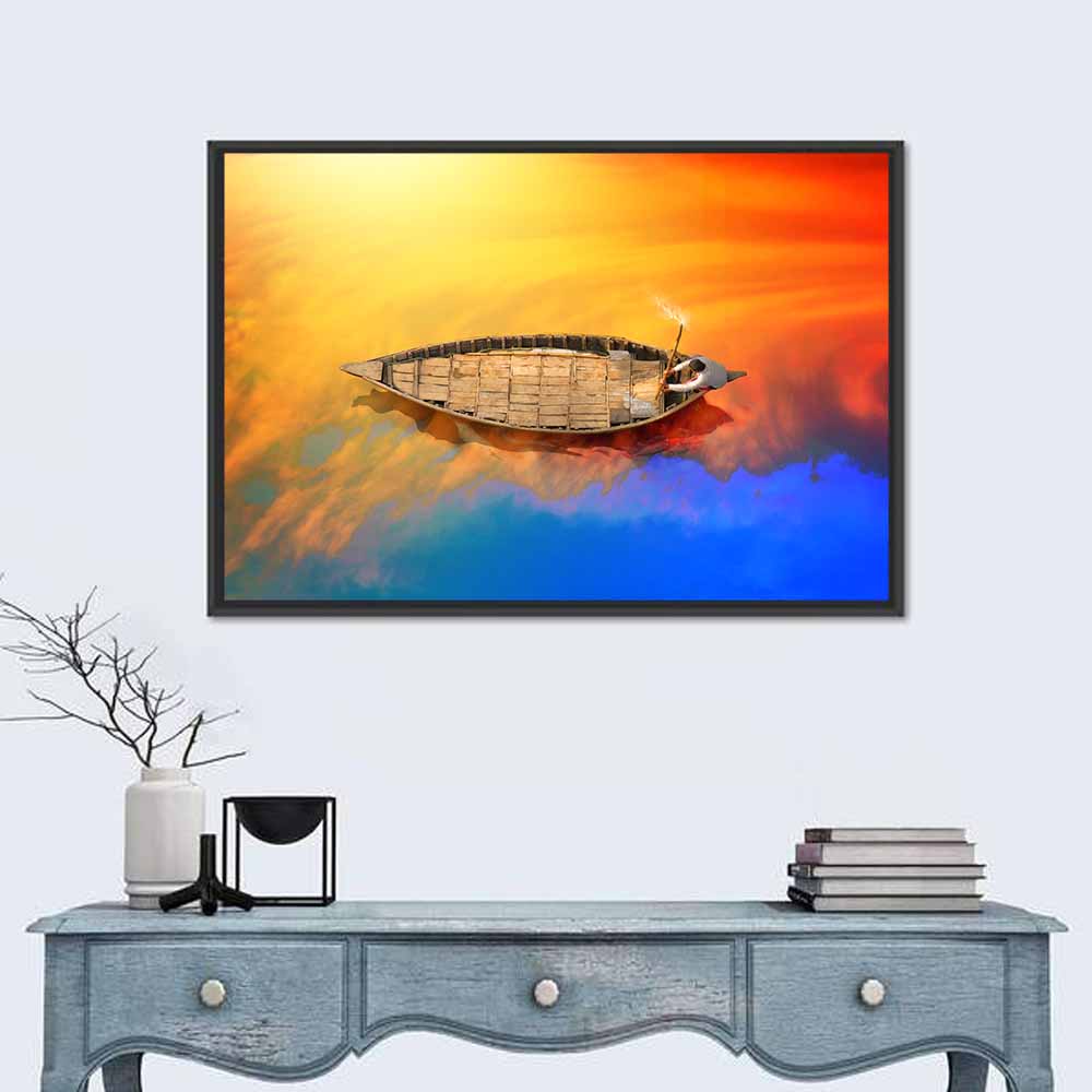 Sunset Rowboat from Above Wall Art