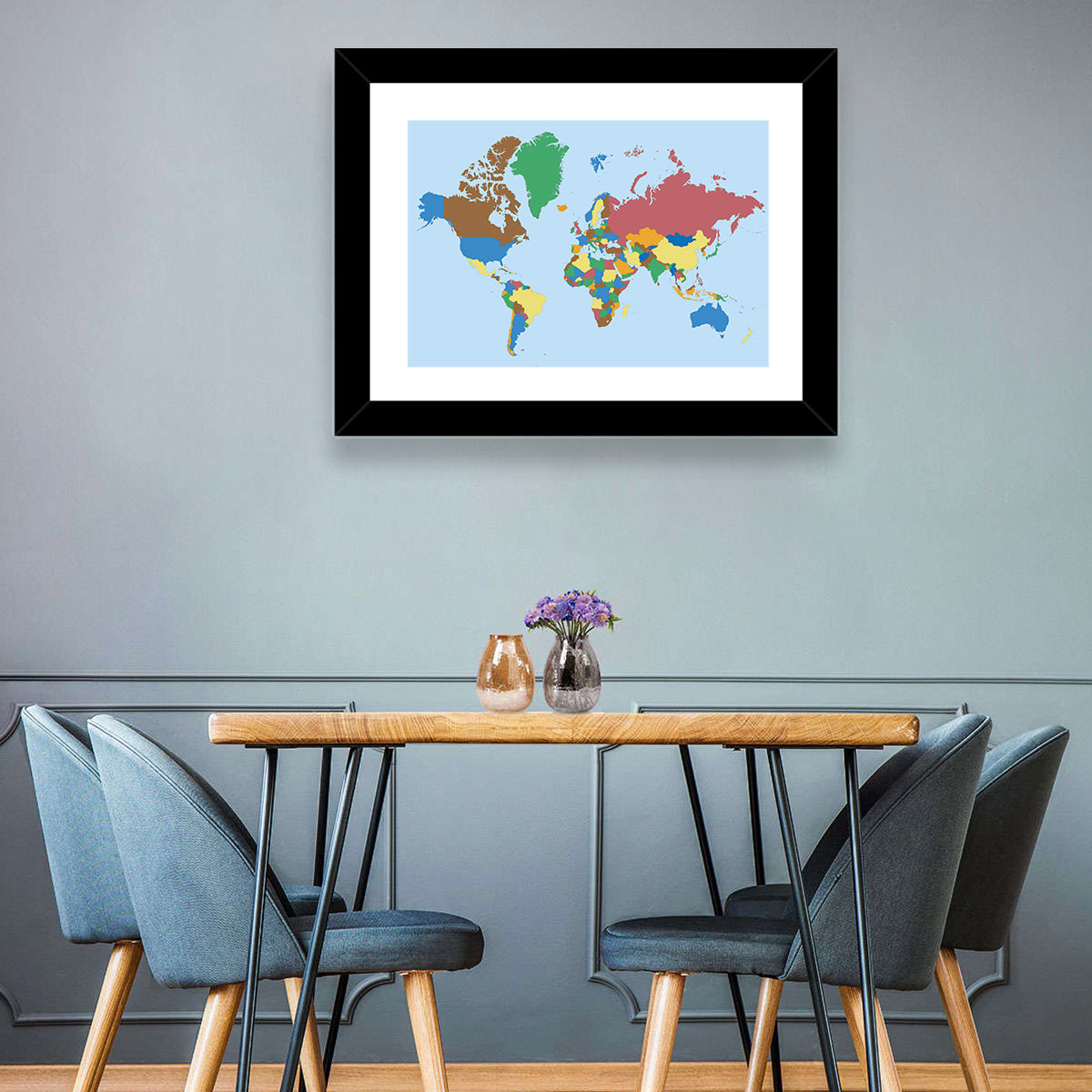 Colorful World Map Wall Art