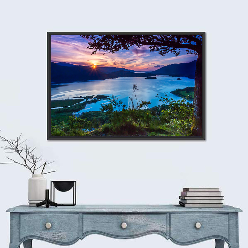 Bassenthwaite Lake Sunset Wall Art in a room, landscape