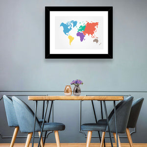 World Continents Map Wall Art