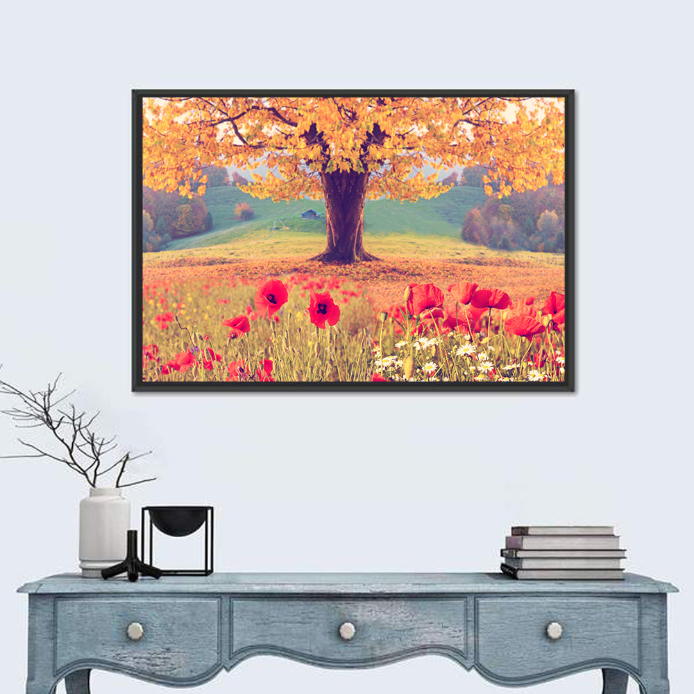 Autumn Tree and Poppy Field Wall Art