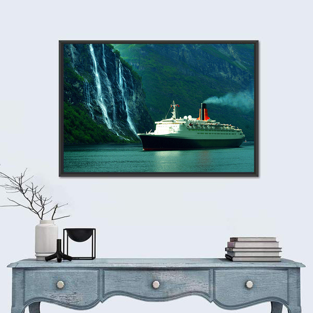 Cruise Ship at Geiranger Fjord Wall Art