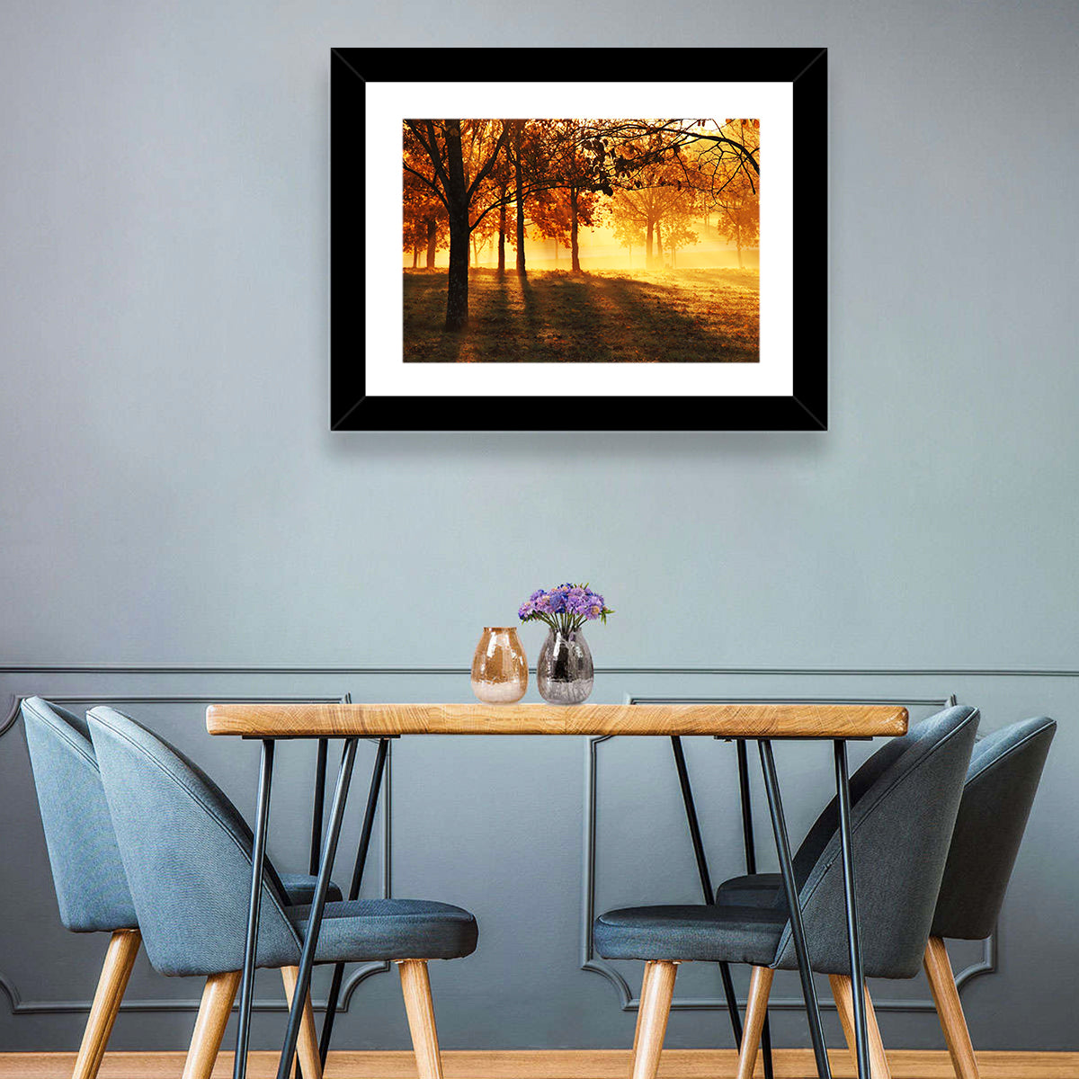 Autumn Sunbeams Through Fog Wall Art