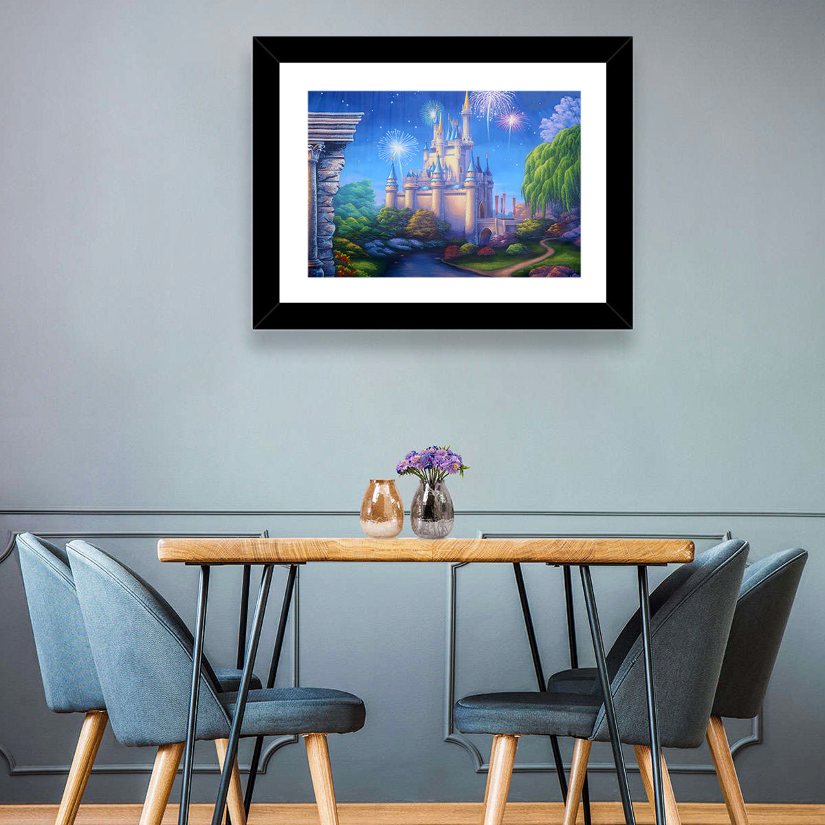 Cinderella Castle Fireworks Illustration Wall Art