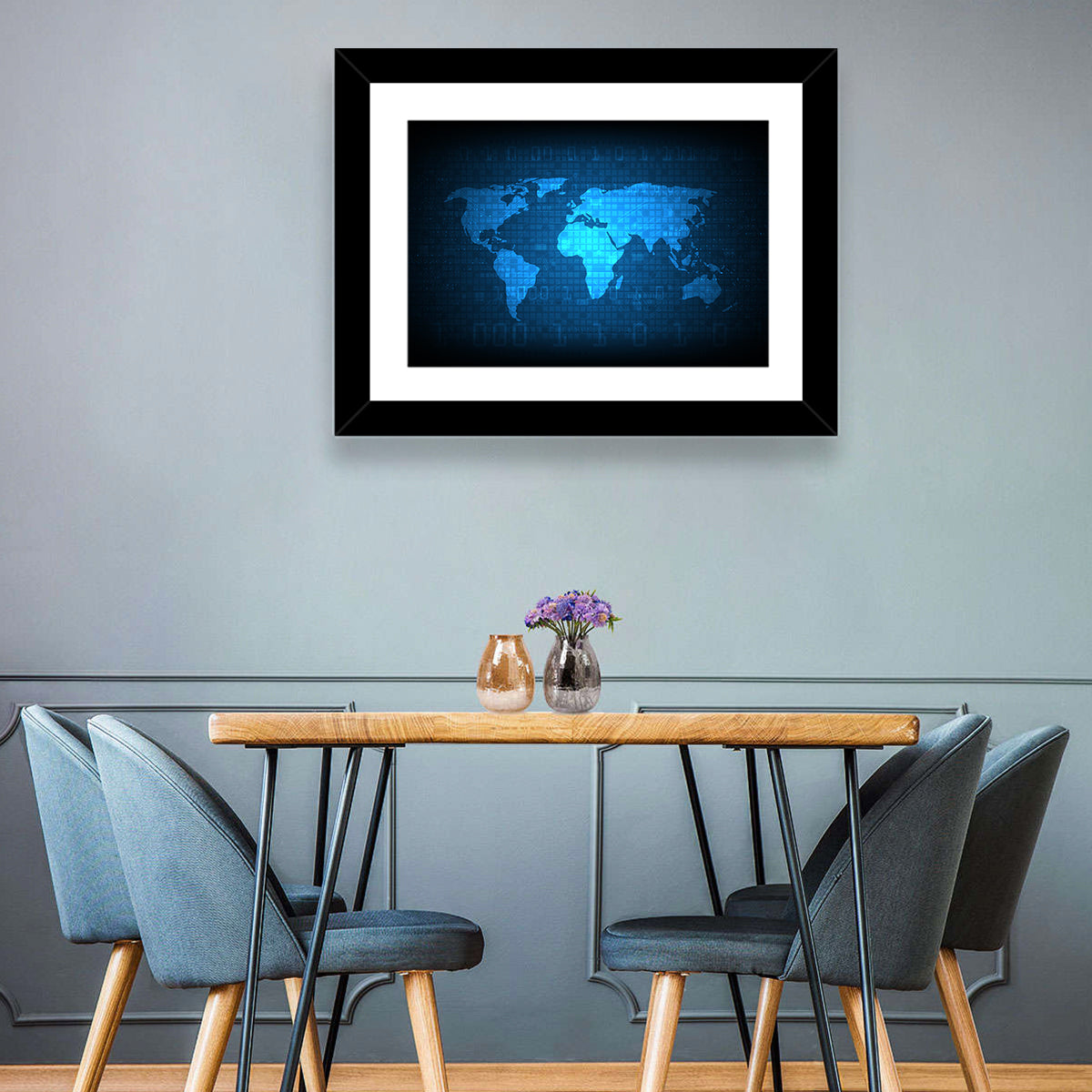 Digital World Map Wall Art