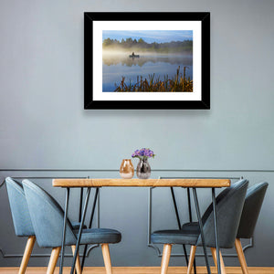 Fisherman in Hazy Lake Wall Art