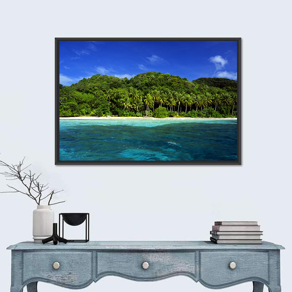 Turquoise Tropical Island Scene Wall Art