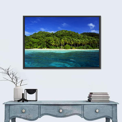 Turquoise Tropical Island Scene Wall Art