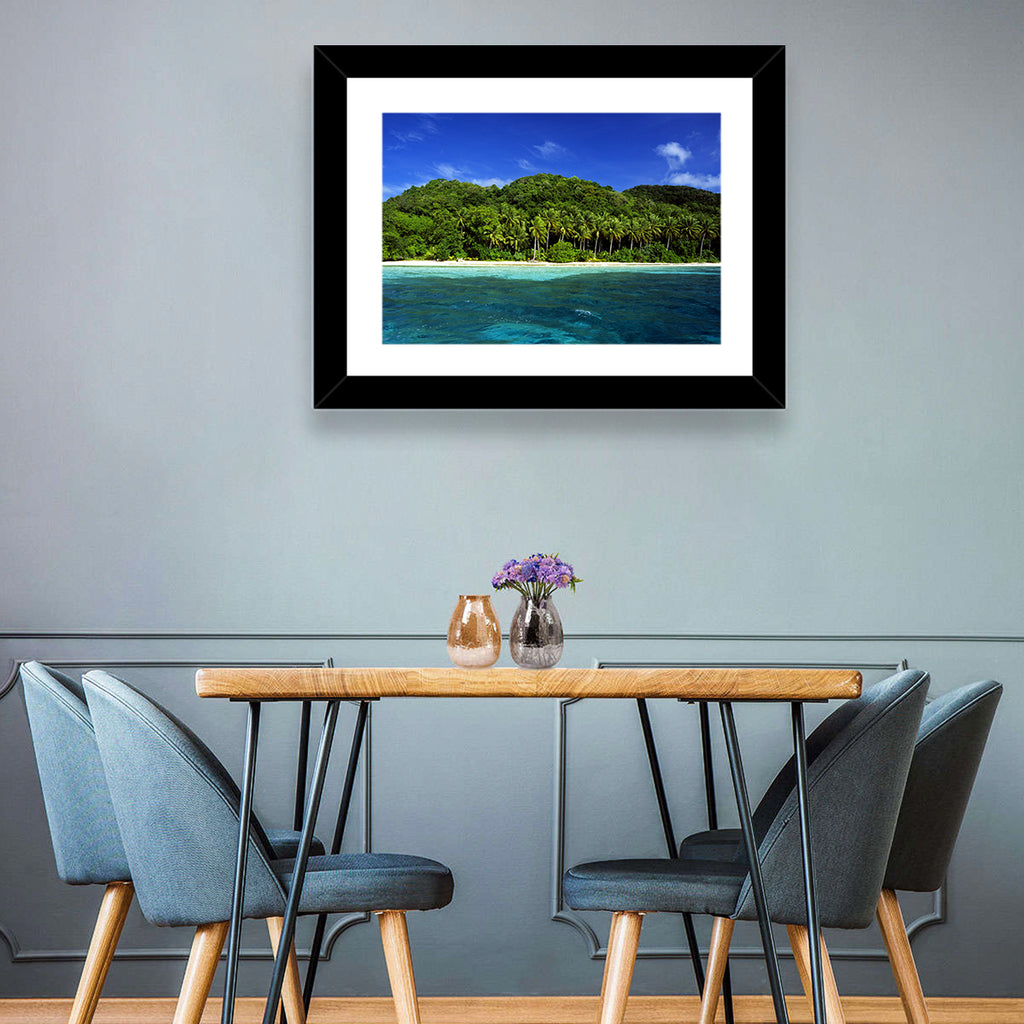 Turquoise Tropical Island Scene Wall Art