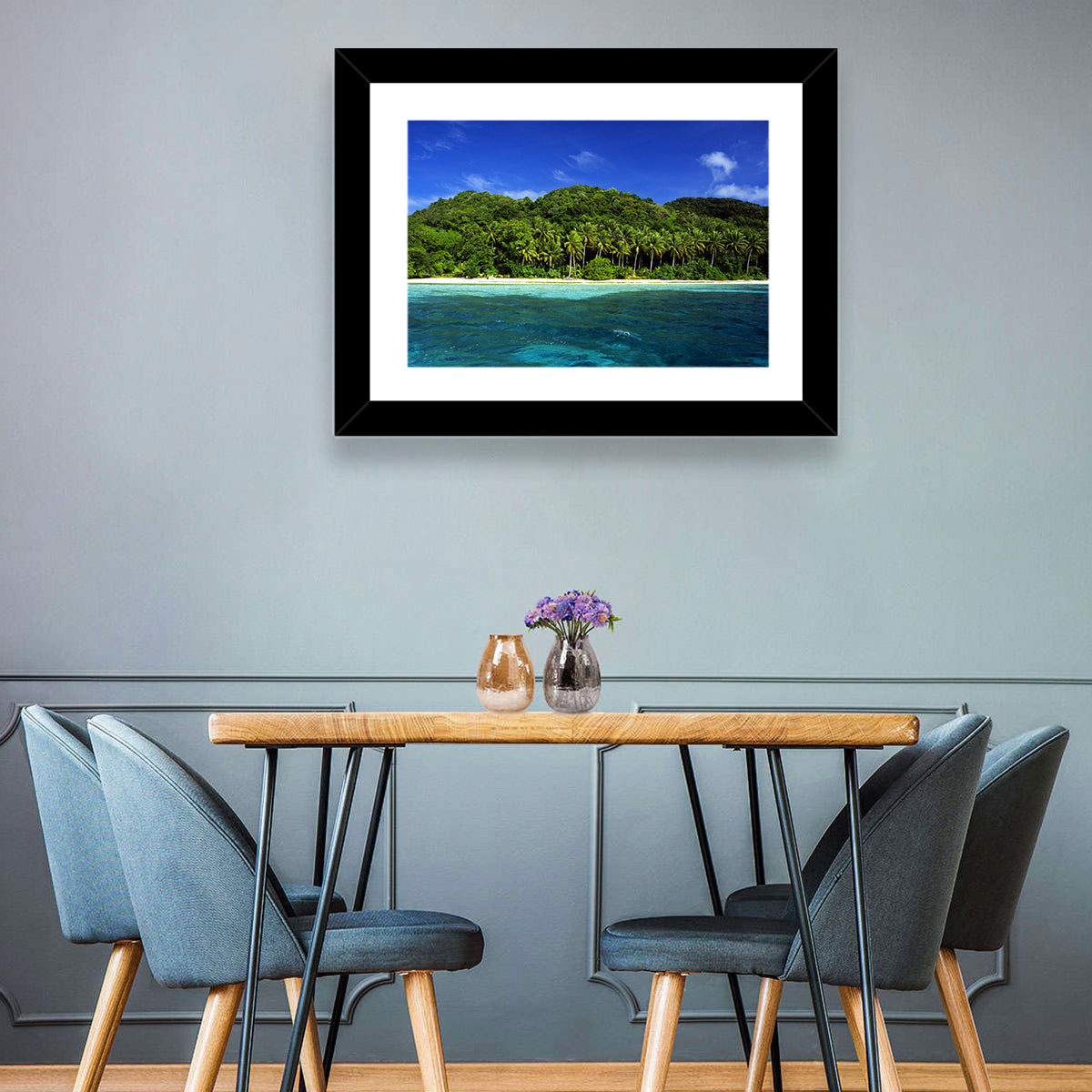 Turquoise Tropical Island Scene Wall Art