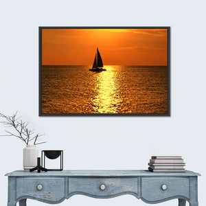 Yacht At Sunset Wall Art