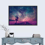 Lone Tree Under Nebula Sky Wall Art