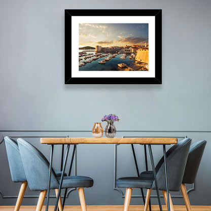 Dubrovnik Old Port at Golden Hour Wall Art