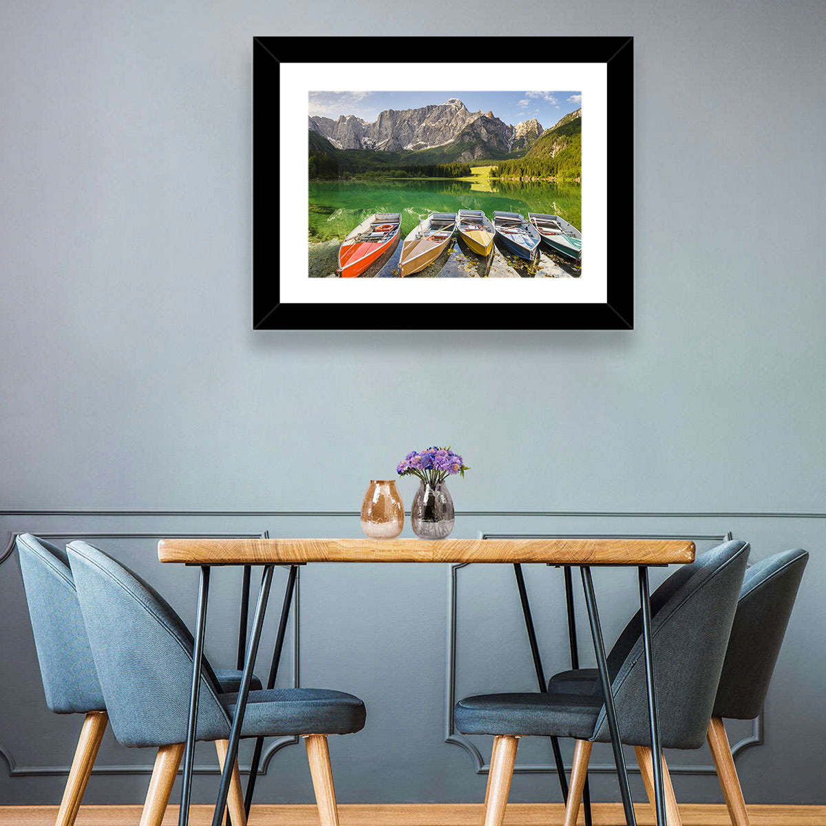 Five Boats at Lago Superiore Di Fusine Wall Art