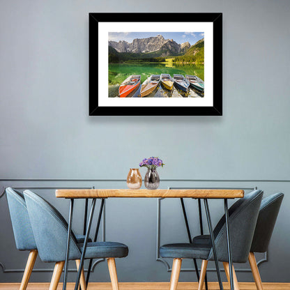 Five Boats at Lago Superiore Di Fusine Wall Art