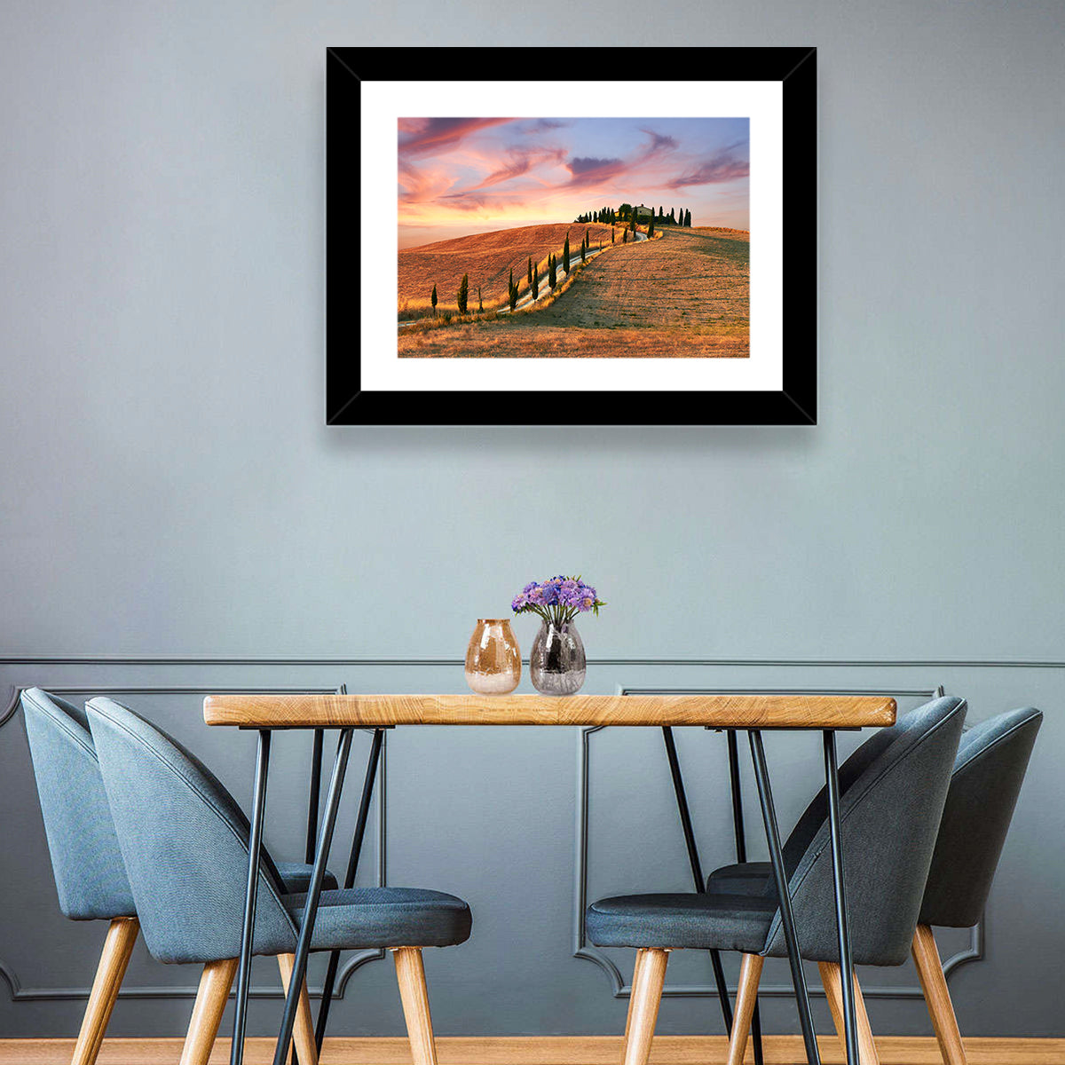 Tuscan Hilltop Road at Dusk Wall Art