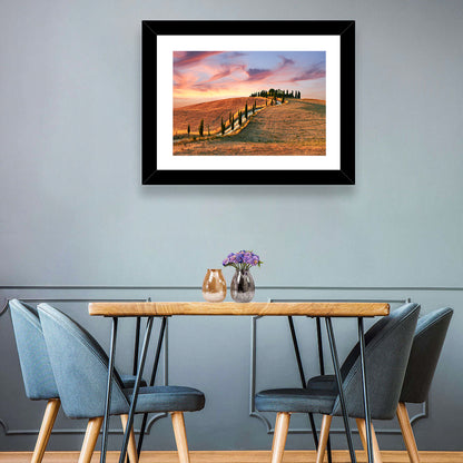 Tuscan Hilltop Road at Dusk Wall Art