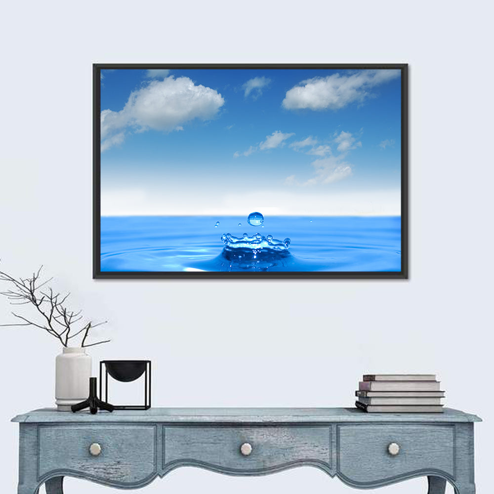 Ocean Water Drop Wall Art in a room, landscape