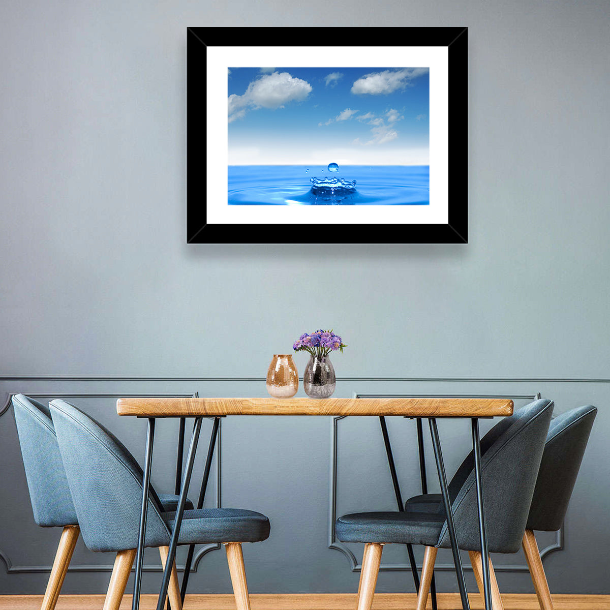 Ocean Water Drop Wall Art in a room, landscape