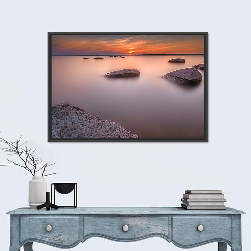 Lake Peipsi Sunset with Rocks Wall Art