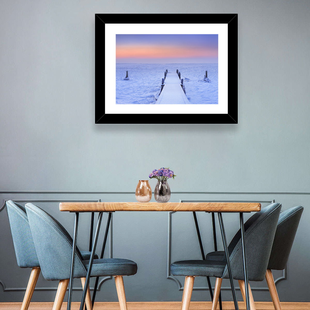 Frosted Jetty at Sunrise Wall Art