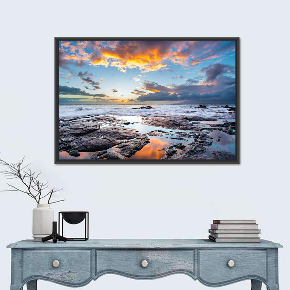 Sunset Over Volcanic Shore Wall Art