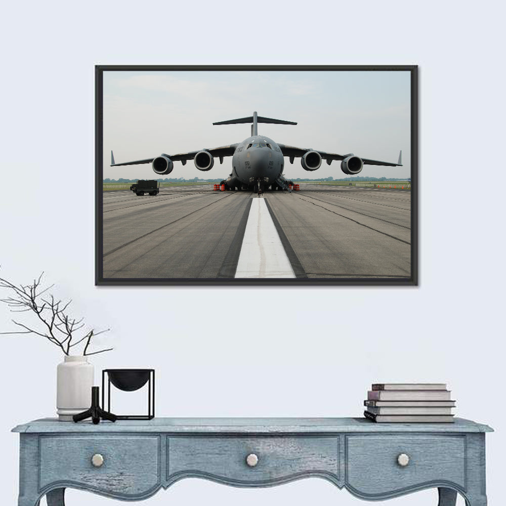C-130 on Runway Wall Art in a room, landscape