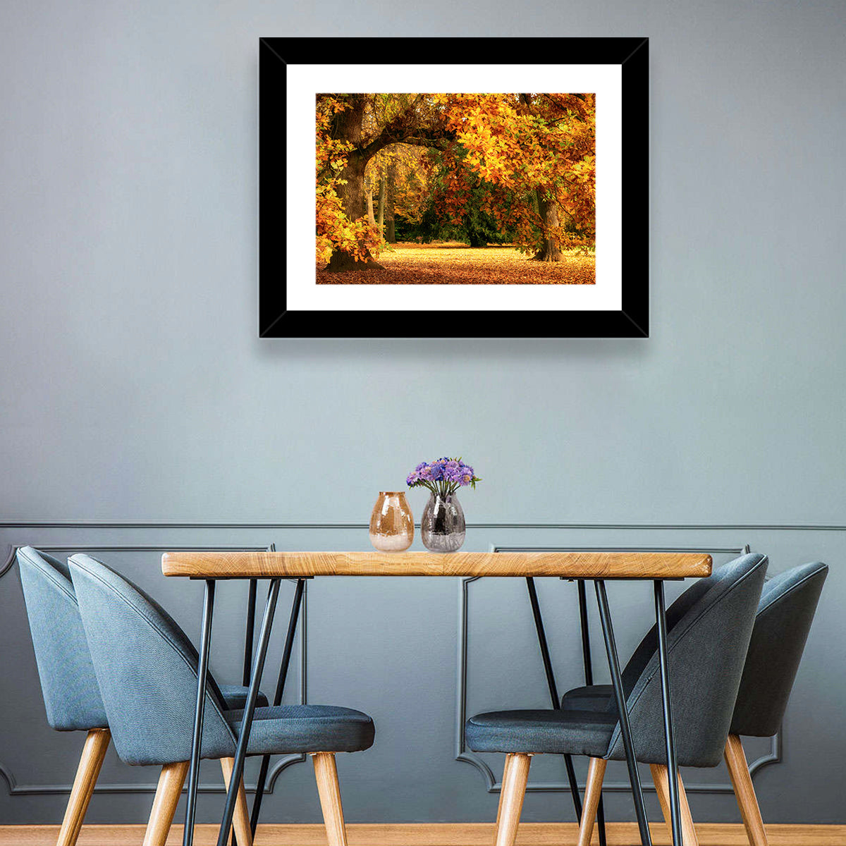 Autumn Park Oaks Wall Art in a room, landscape