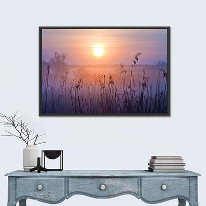 Lavender Sunrise Over Reeds Wall Art