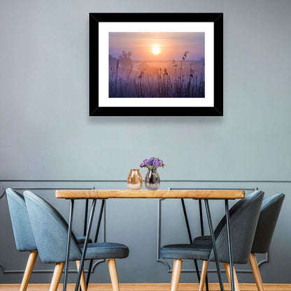Lavender Sunrise Over Reeds Wall Art