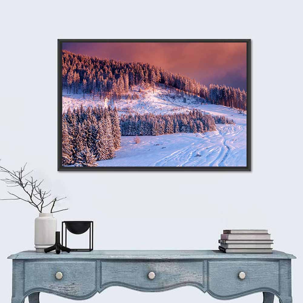 Idyllic Winter Mountain Sunset Wall Art
