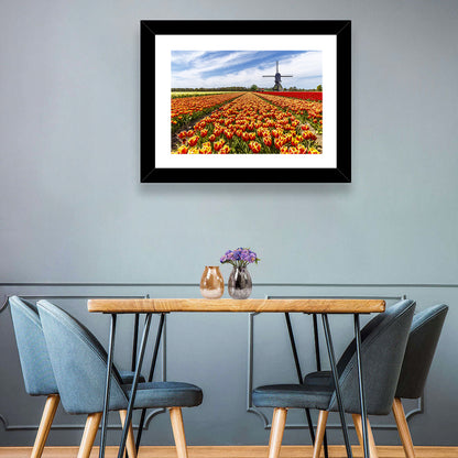 Windmill Over Tulip Fields Wall Art