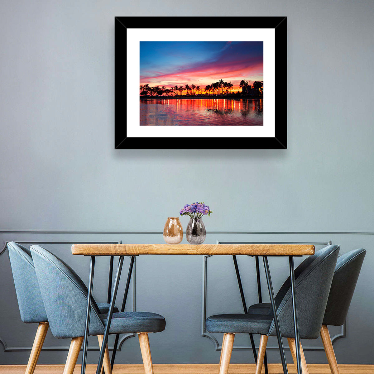 Hawaii Resort Sunset Wall Art in a room, landscape