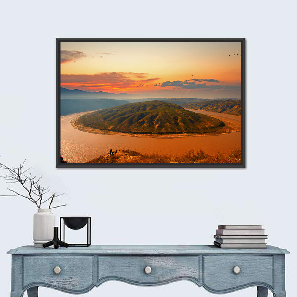 Yellow River Qianshan Bend Wall Art in a room, landscape