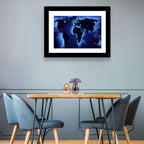 Glowing Digital World Map Wall Art