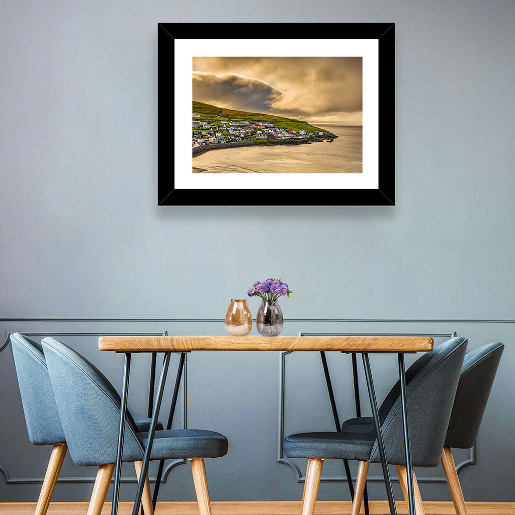 Coastal Village at Golden Hour Wall Art