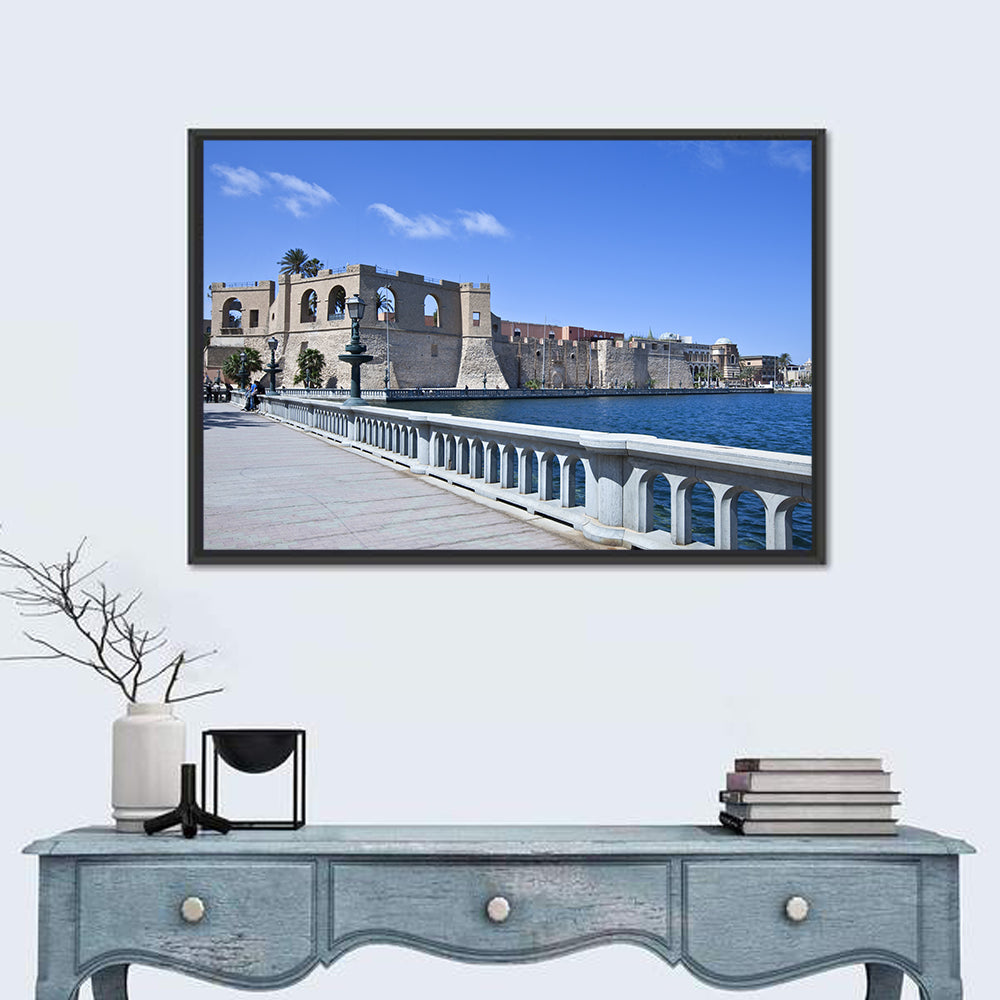 Red Fort Waterfront Wall Art in a room, landscape