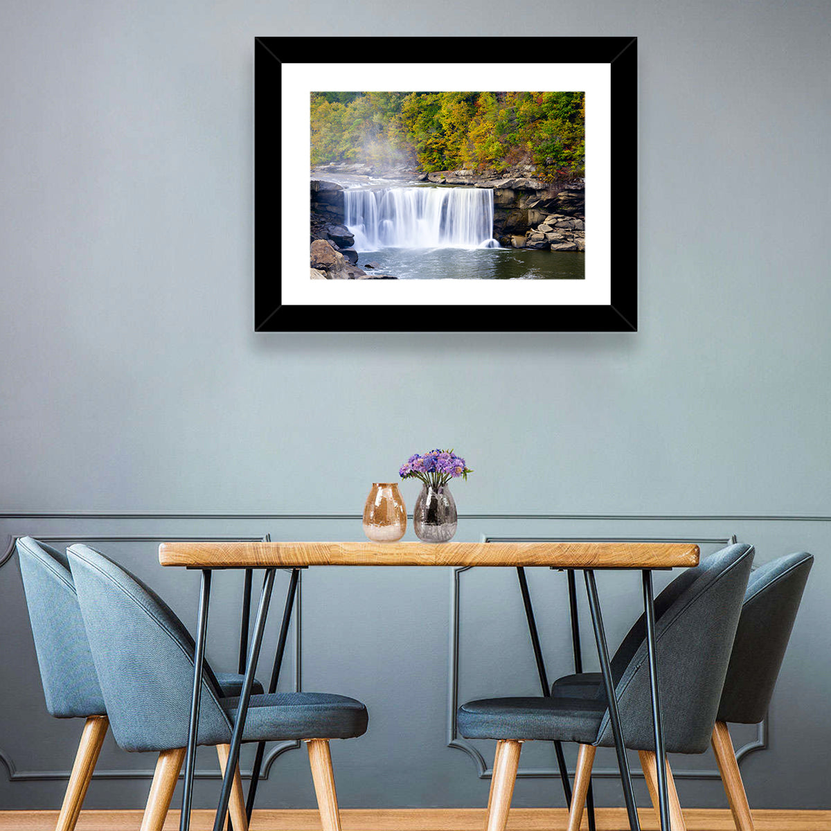 Cumberland Falls Long Exposure Wall Art in a room, landscape