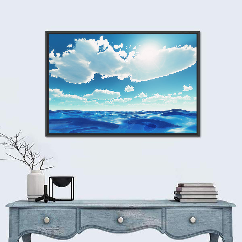 Sunlit Ocean and Clouds Wall Art