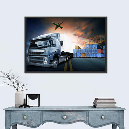 Sunset Freight Terminal Truck Scene Wall Art