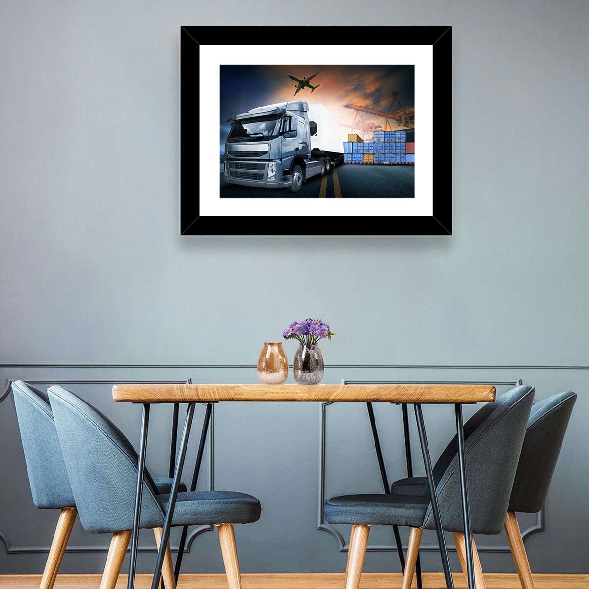 Sunset Freight Terminal Truck Scene Wall Art